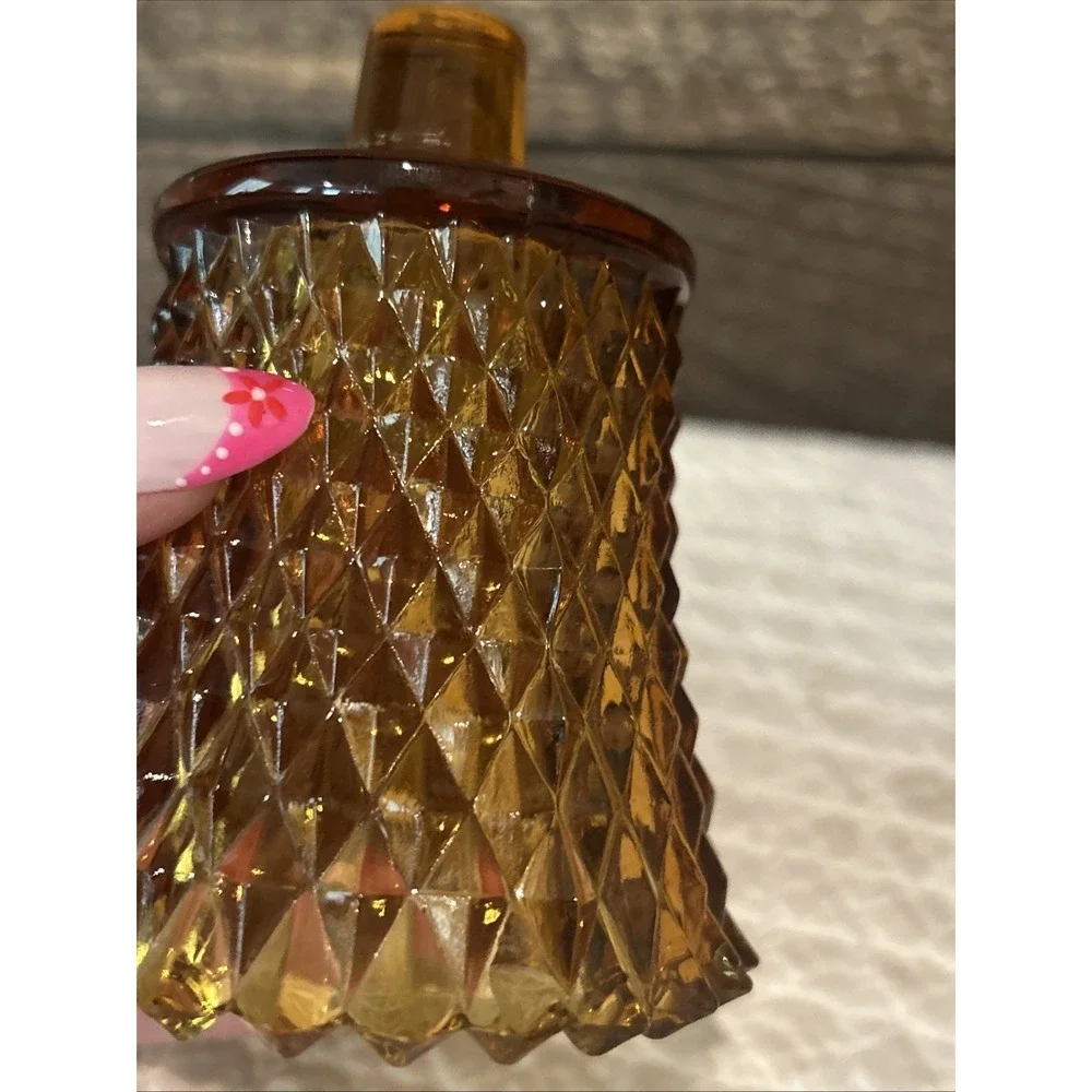 Homco Amber‎ Diamond Point Peg Glass Votive Tealight Candle Holder